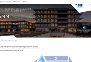 Screenshot der Startseite der PGMM Generalplanungs Webseite