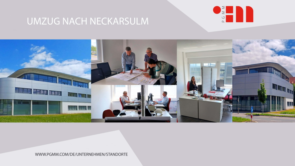 Der neue Büro-Standort der Planungsgruppe M+M AG in Neckarsulm ist von Bad Friedrichshall umgezogen und befindet sich in der Nähe der AUDI AG.
